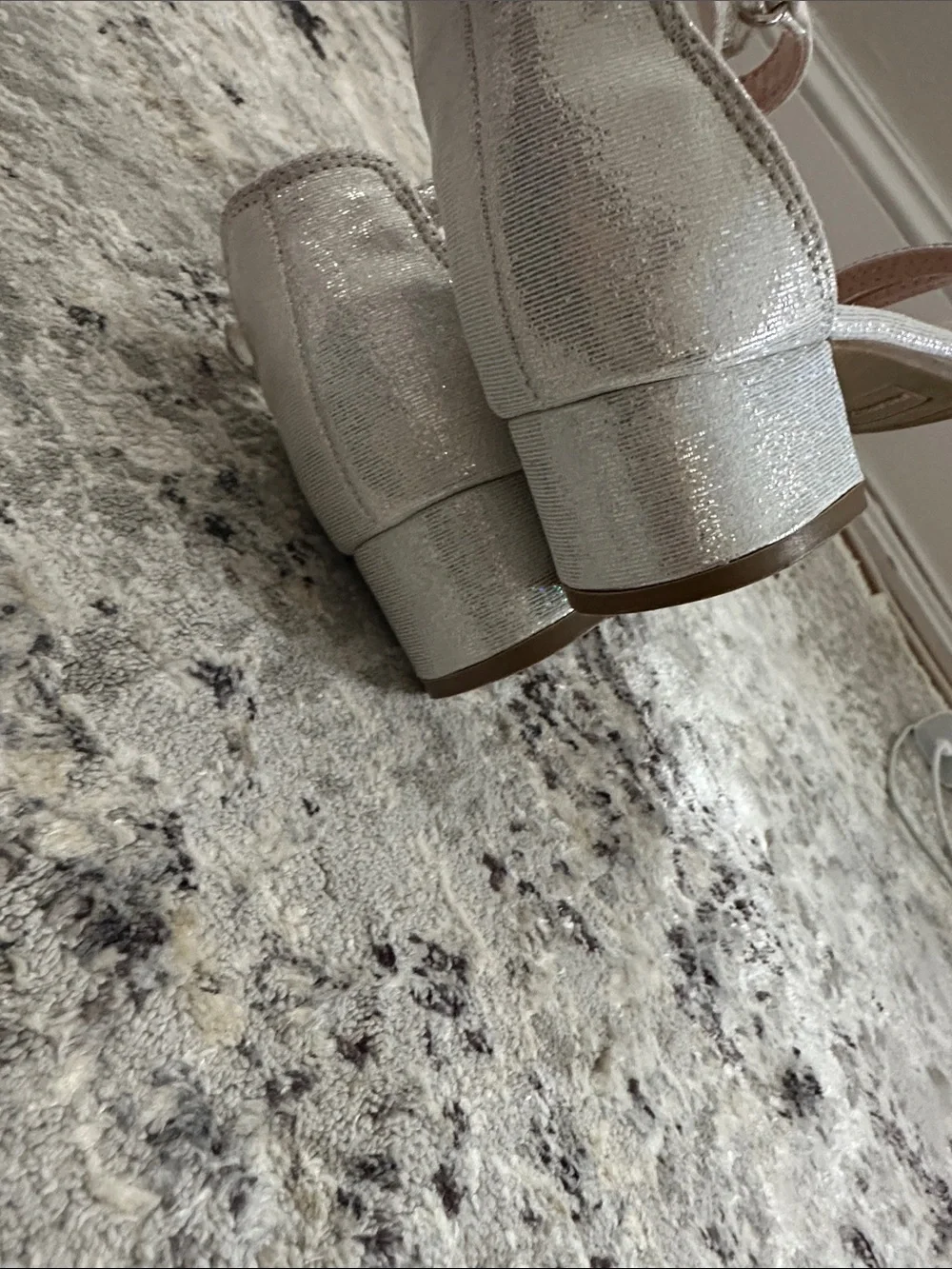 Sonoma Girls 13 silver Iridescent Rhinestone Ankle-Strap Block Heels